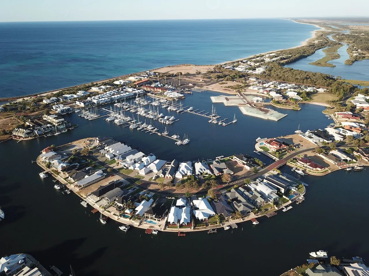 Aerial view of Port Geographe and its marina